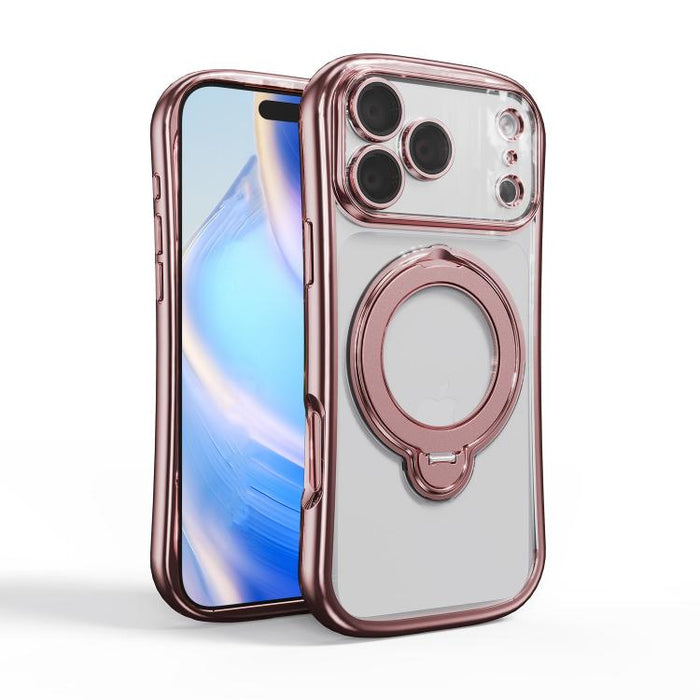 Funda para teléfono magnética galvanizada con soporte giratorio de 360 grados, For iPhone 17 Pro Max, For iPhone 17 Pro, For iPhone 17