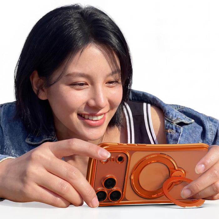 Funda para teléfono magnética galvanizada con soporte giratorio de 360 grados, For iPhone 17 Pro Max, For iPhone 17 Pro, For iPhone 17