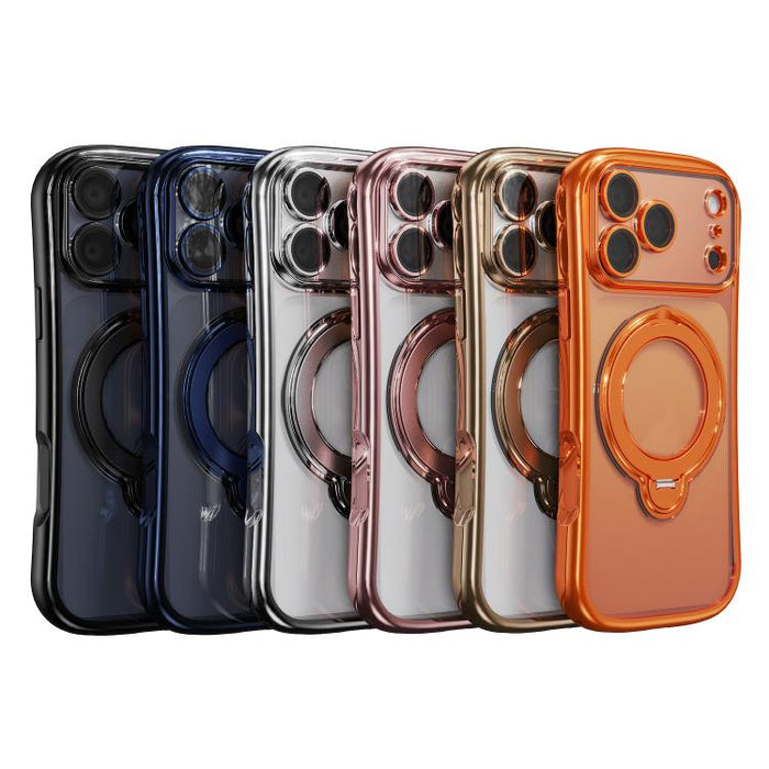 Funda para teléfono magnética galvanizada con soporte giratorio de 360 grados, For iPhone 17 Pro Max, For iPhone 17 Pro, For iPhone 17