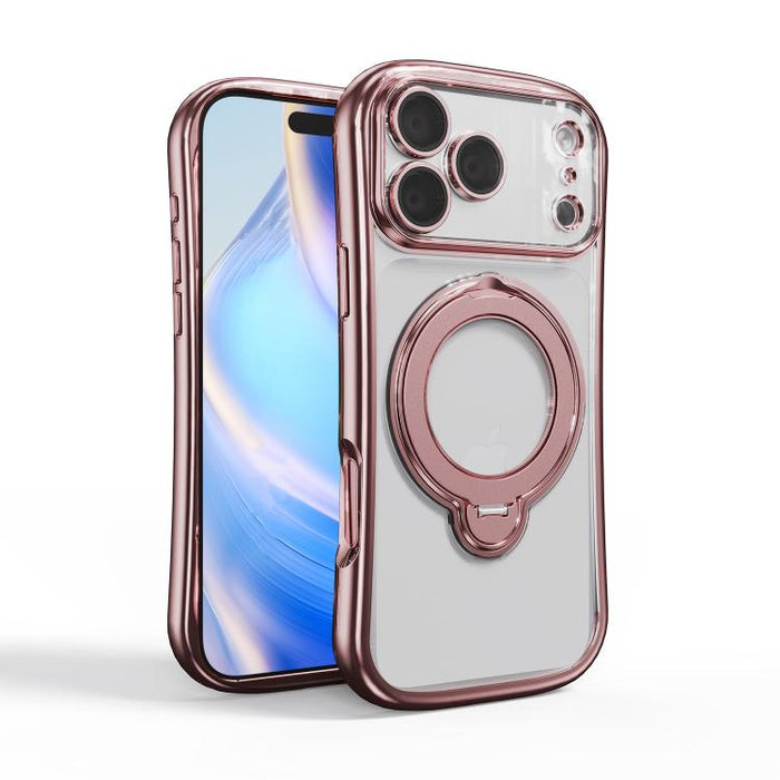 Funda para teléfono magnética galvanizada con soporte giratorio de 360 grados, For iPhone 17 Pro Max, For iPhone 17 Pro, For iPhone 17