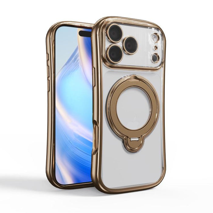 Funda para teléfono magnética galvanizada con soporte giratorio de 360 grados, For iPhone 17 Pro Max, For iPhone 17 Pro, For iPhone 17