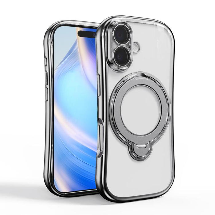 Funda para teléfono magnética galvanizada con soporte giratorio de 360 grados, For iPhone 17 Pro Max, For iPhone 17 Pro, For iPhone 17
