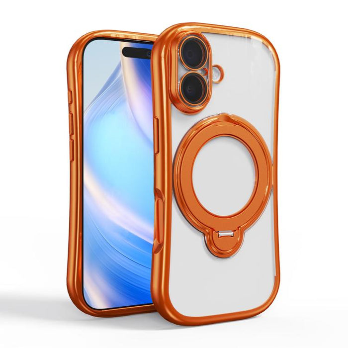 Funda para teléfono magnética galvanizada con soporte giratorio de 360 grados, For iPhone 17 Pro Max, For iPhone 17 Pro, For iPhone 17