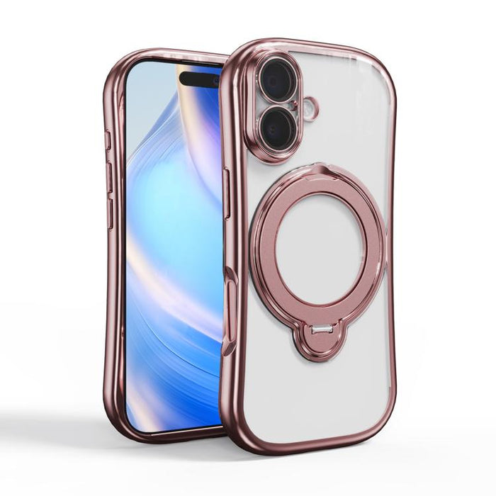 Funda para teléfono magnética galvanizada con soporte giratorio de 360 grados, For iPhone 17 Pro Max, For iPhone 17 Pro, For iPhone 17