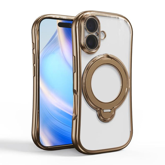 Funda para teléfono magnética galvanizada con soporte giratorio de 360 grados, For iPhone 17 Pro Max, For iPhone 17 Pro, For iPhone 17