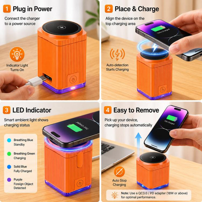 Soporte de escritorio para teléfono con cargador inalámbrico magnético multifuncional T10 de 15 W
