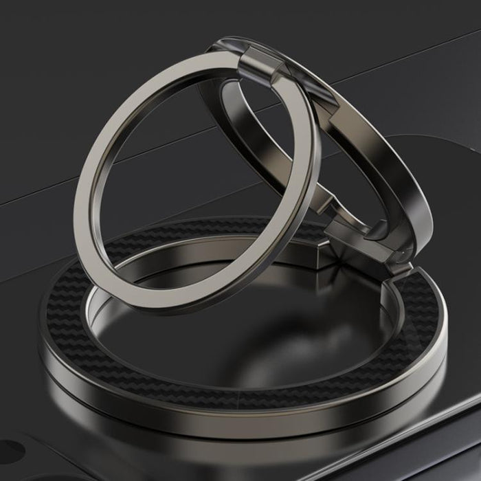 Soporte para teléfono con hebilla magnética de anillo y textura de fibra de carbono de doble eje