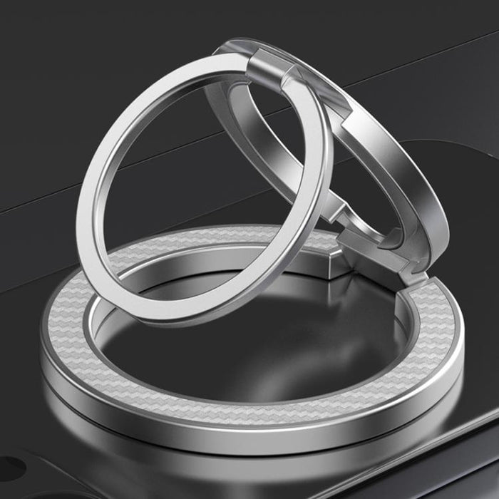 Soporte para teléfono con hebilla magnética de anillo y textura de fibra de carbono de doble eje