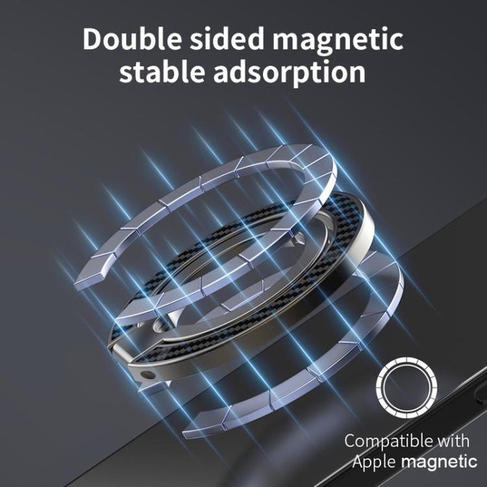 Soporte para teléfono con hebilla magnética de anillo y textura de fibra de carbono de doble eje
