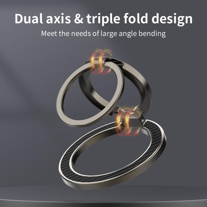 Soporte para teléfono con hebilla magnética de anillo y textura de fibra de carbono de doble eje