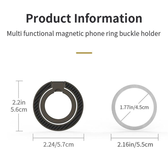 Soporte para teléfono con hebilla magnética de anillo y textura de fibra de carbono de doble eje