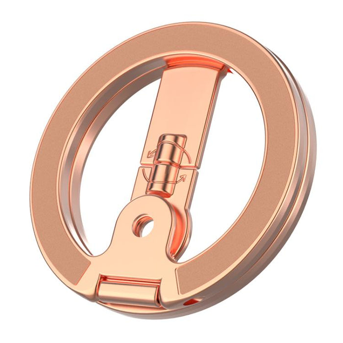 Soporte magnético plegable de doble cara con diseño de orificio para tornillo de cuarto de pulgada y giro de 360 grados para teléfono móvil.