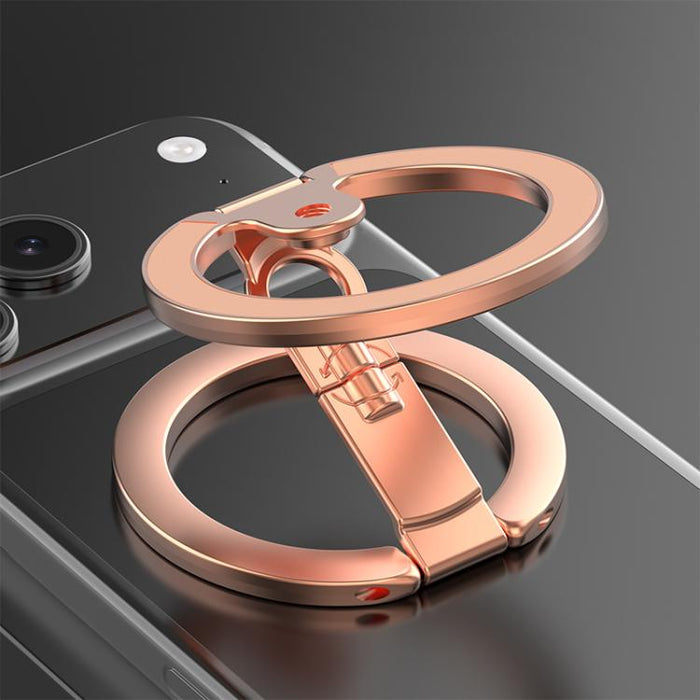 Soporte magnético plegable de doble cara con diseño de orificio para tornillo de cuarto de pulgada y giro de 360 grados para teléfono móvil.