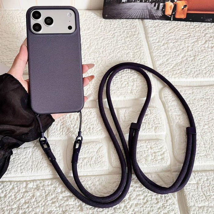 Funda magnética para teléfono con textura de tejido técnico, botón de IA y correa cruzada., For iPhone 17 Pro Max, For iPhone 17 Pro