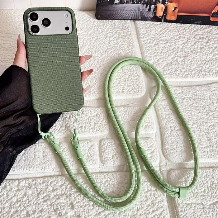 Funda magnética para teléfono con textura de tejido técnico, botón de IA y correa cruzada., For iPhone 17 Pro Max, For iPhone 17 Pro