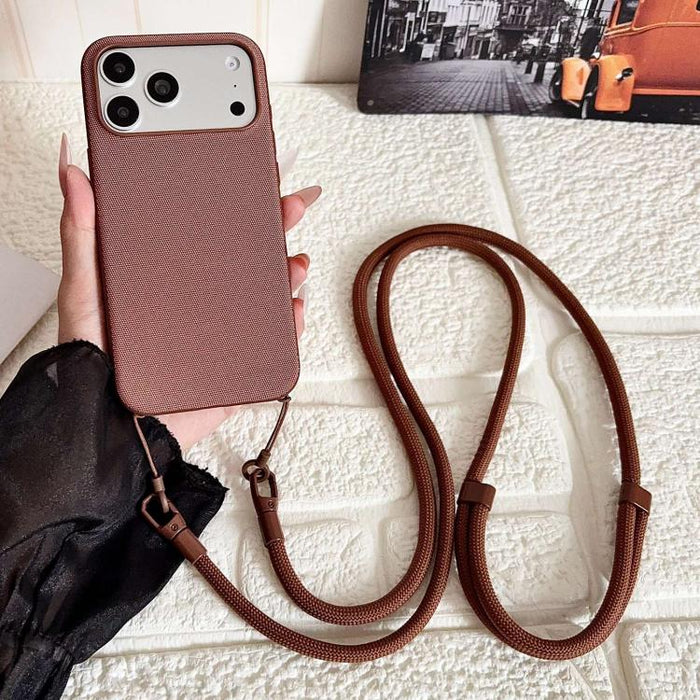 Funda magnética para teléfono con textura de tejido técnico, botón de IA y correa cruzada., For iPhone 17 Pro Max, For iPhone 17 Pro