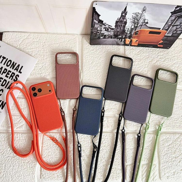 Funda magnética para teléfono con textura de tejido técnico, botón de IA y correa cruzada., For iPhone 17 Pro Max, For iPhone 17 Pro