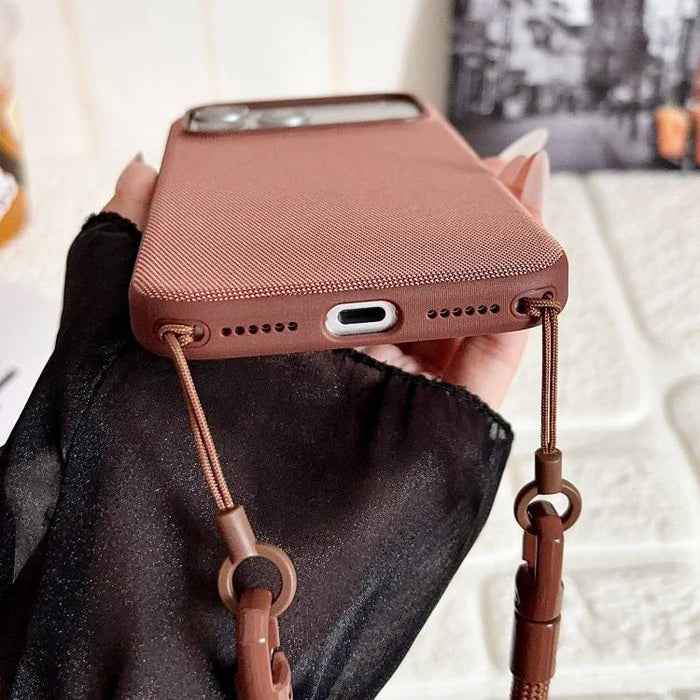 Funda magnética para teléfono con textura de tejido técnico, botón de IA y correa cruzada., For iPhone 17 Pro Max, For iPhone 17 Pro
