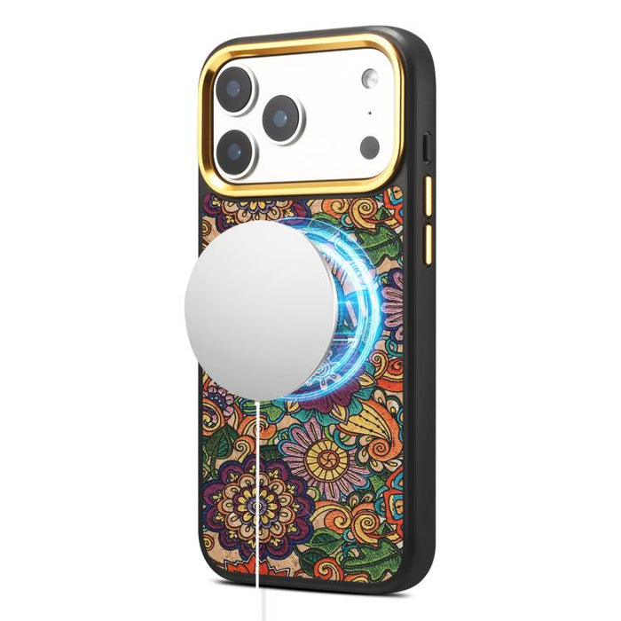 Funda magnética para teléfono Senior A28+1 con diseño de bordado étnico, For iPhone 17 Pro Max, For iPhone 17 Pro, For iPhone 16 Pro Max, For iPhone 16 Pro, For iPhone 15 Pro Max, For iPhone 15 Pro