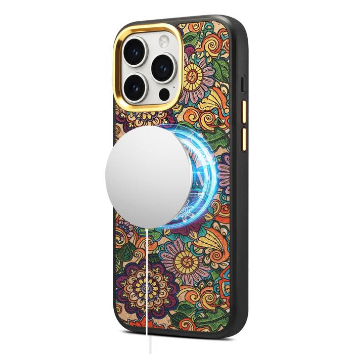 Funda magnética para teléfono Senior A28+1 con diseño de bordado étnico, For iPhone 17 Pro Max, For iPhone 17 Pro, For iPhone 16 Pro Max, For iPhone 16 Pro, For iPhone 15 Pro Max, For iPhone 15 Pro