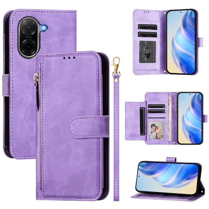 Funda de cuero para teléfono con cremallera y múltiples ranuras para tarjetas, For Redmi A7 4G 171.8mm / A5 4G 171.7mm, For Redmi K90 Max 5G, For Redmi A7 Pro 4G / 5G 171mm / Poco C85x 5G