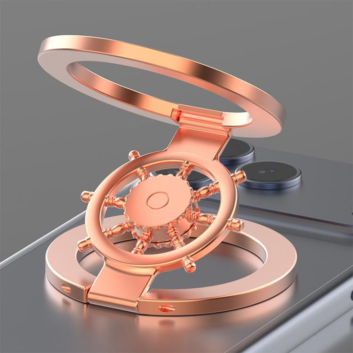 Soporte magnético plegable de doble cara con diseño de timón de barco, giratorio 360 grados