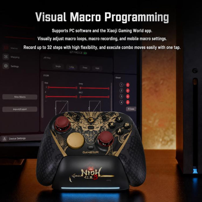 Mando de juegos GameSir G7 Pro 8K Bluetooth con cable e inalámbrico de tres modos, Nioh 3 Collab Edition, Champion Collab Edition