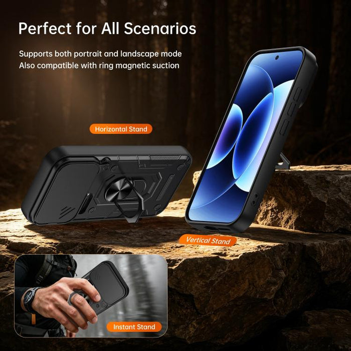 Funda para teléfono Nanshan Armor con soporte deslizante para anillo Camshield, For Xiaomi 17 Pro Max, For Xiaomi 17 Pro, For Xiaomi 17