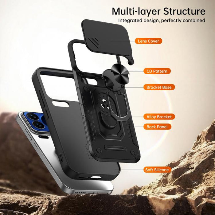 Funda para teléfono Nanshan Armor con soporte deslizante para anillo Camshield, For Xiaomi 17 Pro Max, For Xiaomi 17 Pro, For Xiaomi 17