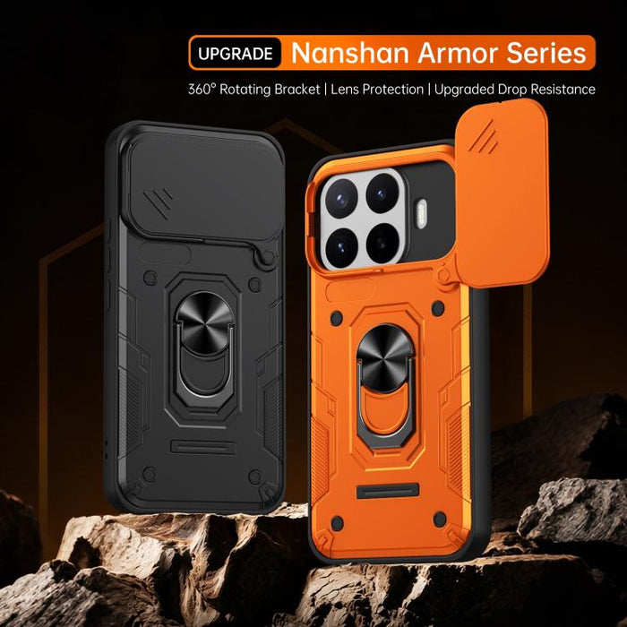Funda para teléfono Nanshan Armor con soporte deslizante para anillo Camshield, For Xiaomi 17 Pro Max, For Xiaomi 17 Pro, For Xiaomi 17