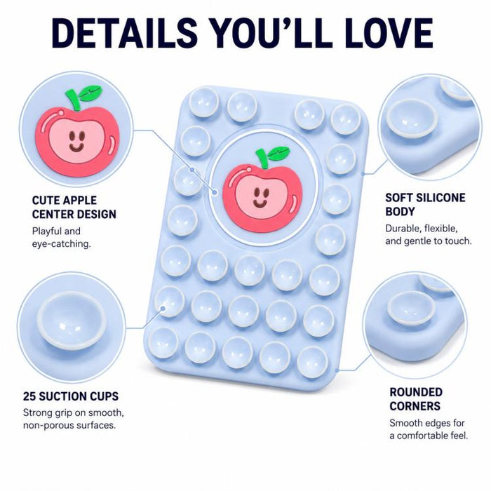 Soporte magnético reutilizable de silicona con diseño de manzana adorable para teléfono
