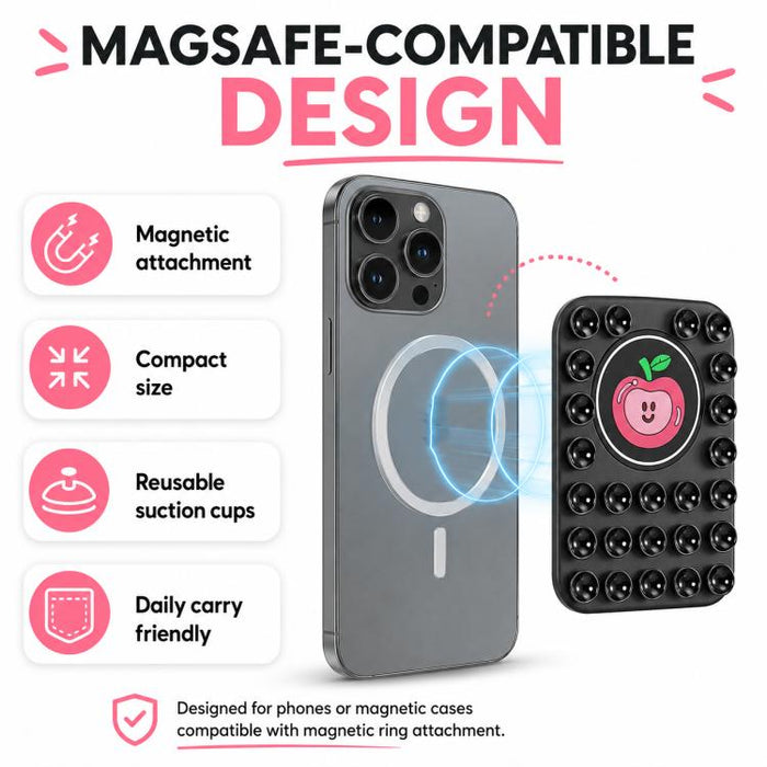 Soporte magnético reutilizable de silicona con diseño de manzana adorable para teléfono