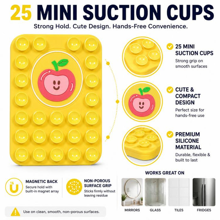 Soporte magnético reutilizable de silicona con diseño de manzana adorable para teléfono