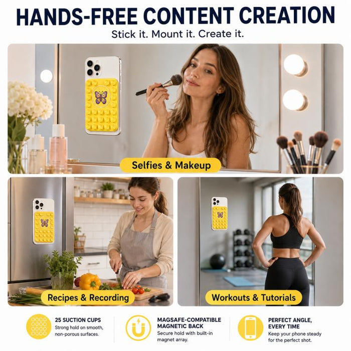 Soporte magnético reutilizable de silicona con diseño de manzana adorable para teléfono