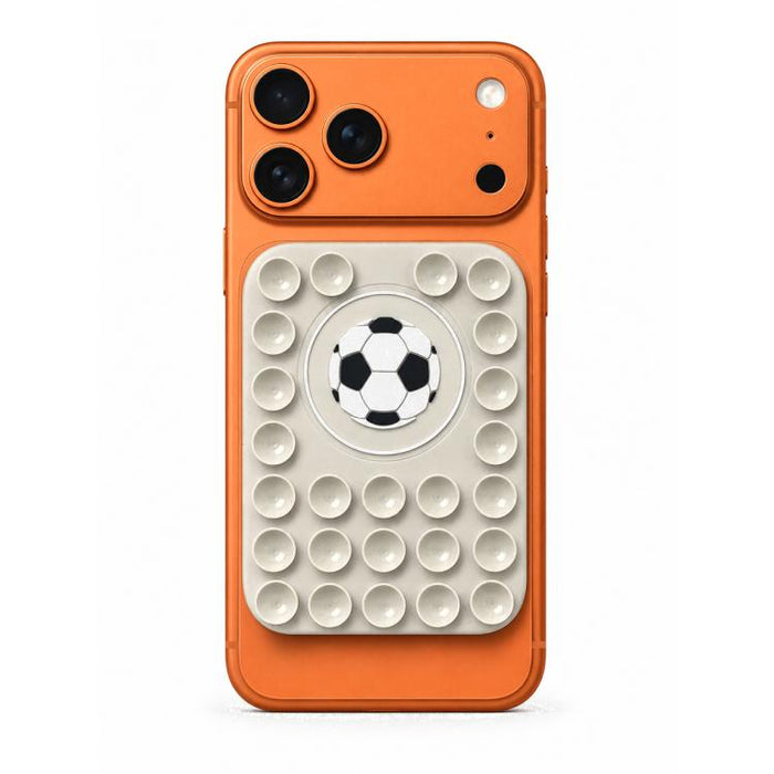 Soporte magnético reutilizable de silicona para teléfono con diseño de balón de fútbol.