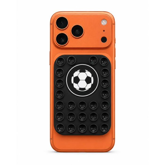 Soporte magnético reutilizable de silicona para teléfono con diseño de balón de fútbol.
