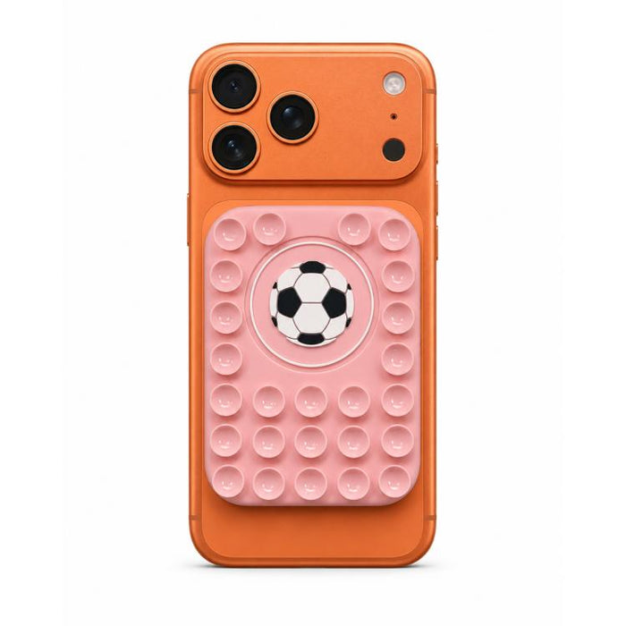 Soporte magnético reutilizable de silicona para teléfono con diseño de balón de fútbol.
