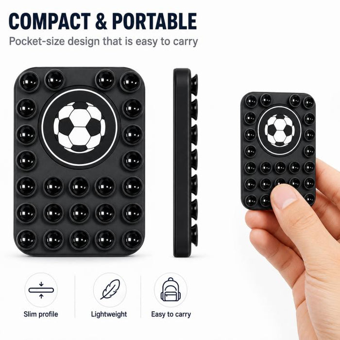 Soporte magnético reutilizable de silicona para teléfono con diseño de balón de fútbol.