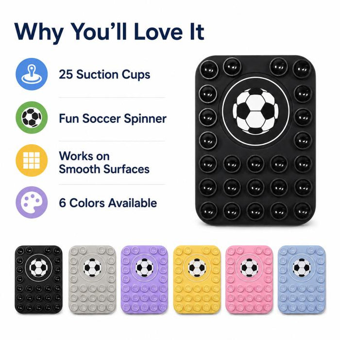 Soporte magnético reutilizable de silicona para teléfono con diseño de balón de fútbol.