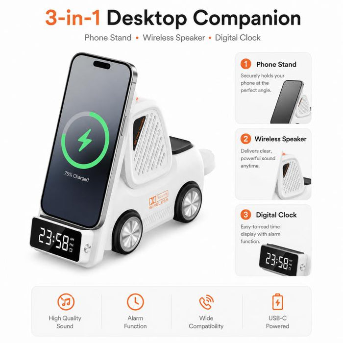 Cargador inalámbrico multifuncional 6 en 1 T30 con soporte para teléfono de escritorio estilo coche