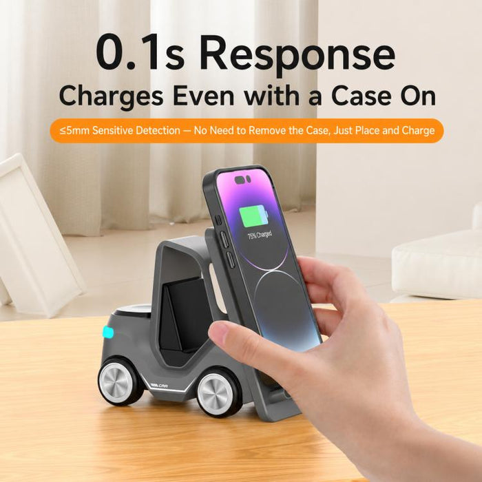 Cargador inalámbrico multifuncional 5 en 1 T30S con soporte para teléfono de escritorio estilo coche
