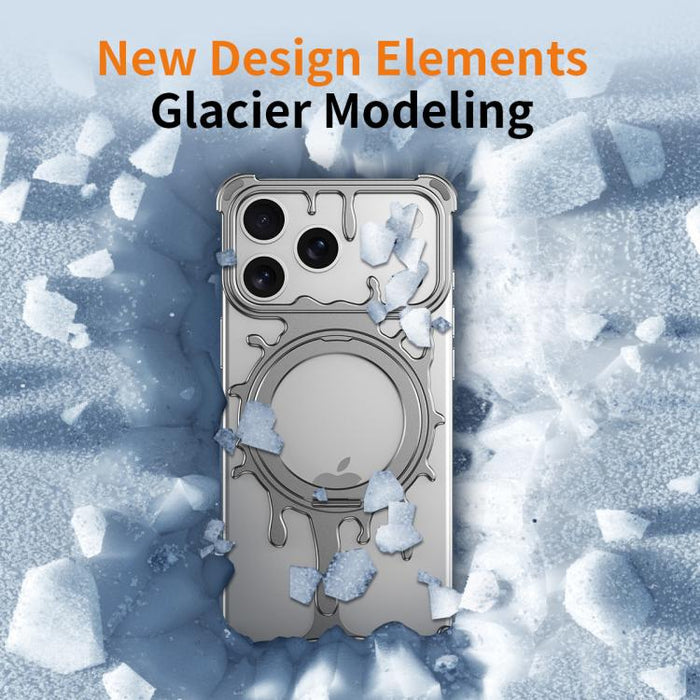 Funda magnética para teléfono con soporte giratorio de 360 grados y sistema de refrigeración Glacier Series de J TRIBE, For iPhone 16 Pro Max, For iPhone 16 Pro, For iPhone 15 Pro Max, For iPhone 15 Pro, For iPhone 14 Pro, For iPhone 14 Pro Max
