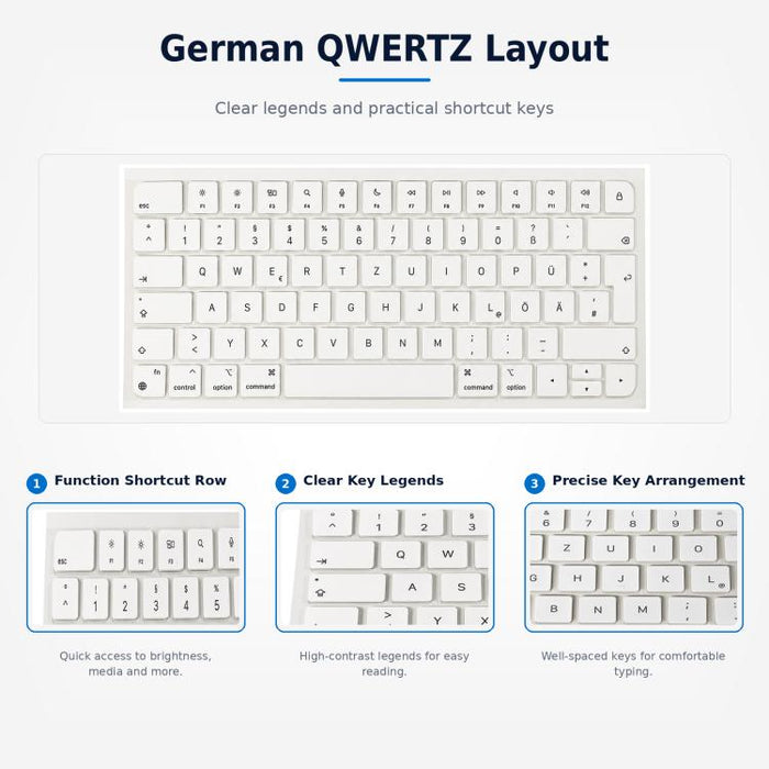 Teclas Magic Keyboard 3 y Magic Keyboard 4 para MacBook A2438, A2439, A2449, A2450, A3118 y A3203 (blancas), German, French