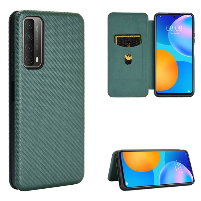 Textura de fibra de carbono Flip horizontal magnético TPU + PC + Funda de cuero PU con ranura para tarjeta, For LG K42, For OPPO Realme V5 / Realme Q2, For Wiko View5 Plus, For Huawei P Smart 2021 / Y7A, For Xiaomi Mi 10T Lite