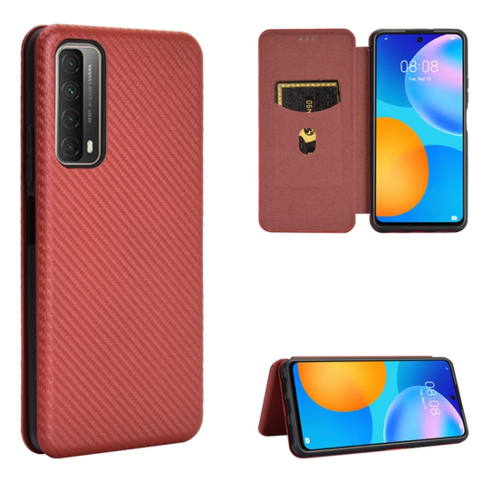 Textura de fibra de carbono Flip horizontal magnético TPU + PC + Funda de cuero PU con ranura para tarjeta, For LG K42, For OPPO Realme V5 / Realme Q2, For Wiko View5 Plus, For Huawei P Smart 2021 / Y7A, For Xiaomi Mi 10T Lite