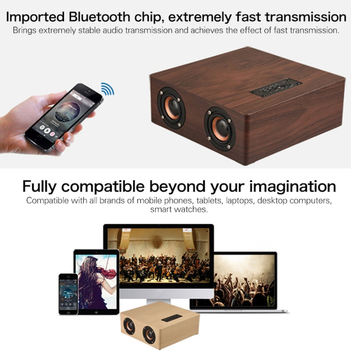 Altavoz Bluetooth de madera Q5, compatible con tarjeta TF y AUX de 3,5 mm