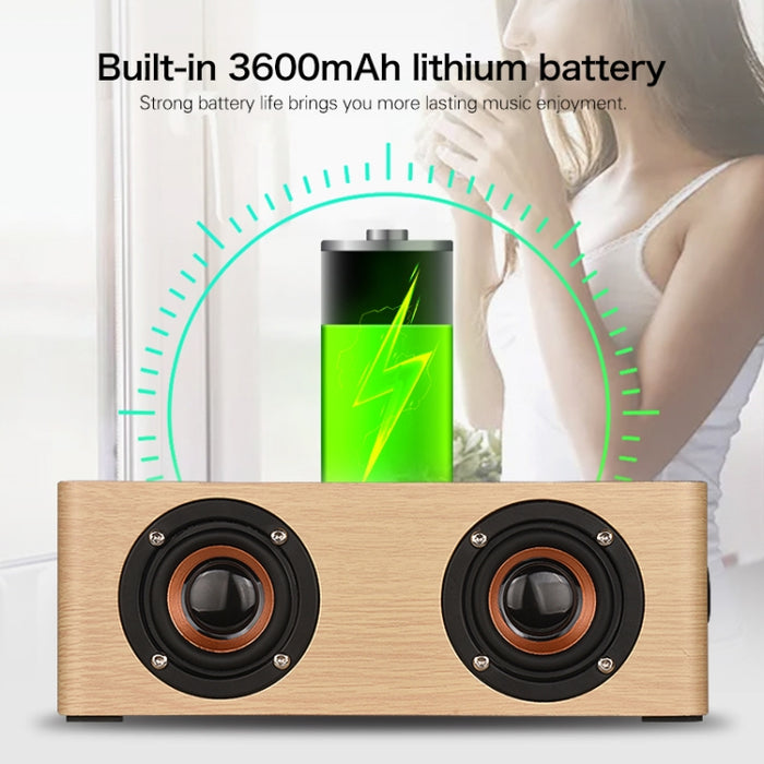 Altavoz Bluetooth de madera Q5, compatible con tarjeta TF y AUX de 3,5 mm