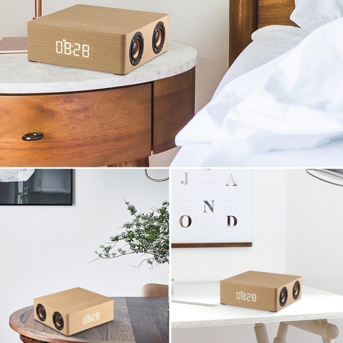 Altavoz Bluetooth de madera Q5, compatible con tarjeta TF y AUX de 3,5 mm