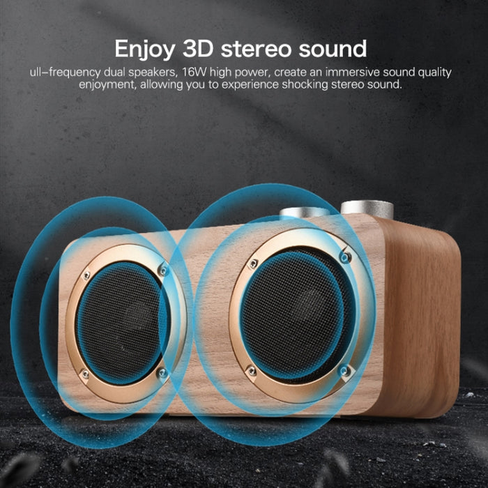 Q7 Subwoofer Altavoz Bluetooth de madera, compatible con tarjeta TF y disco U y AUX de 3,5 mm