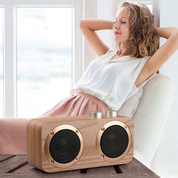 Q7 Subwoofer Altavoz Bluetooth de madera, compatible con tarjeta TF y disco U y AUX de 3,5 mm